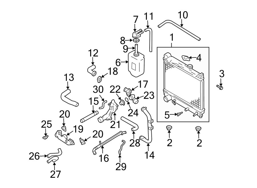 Diagram RADIATOR & COMPONENTS. for your 2008 GMC Yukon   