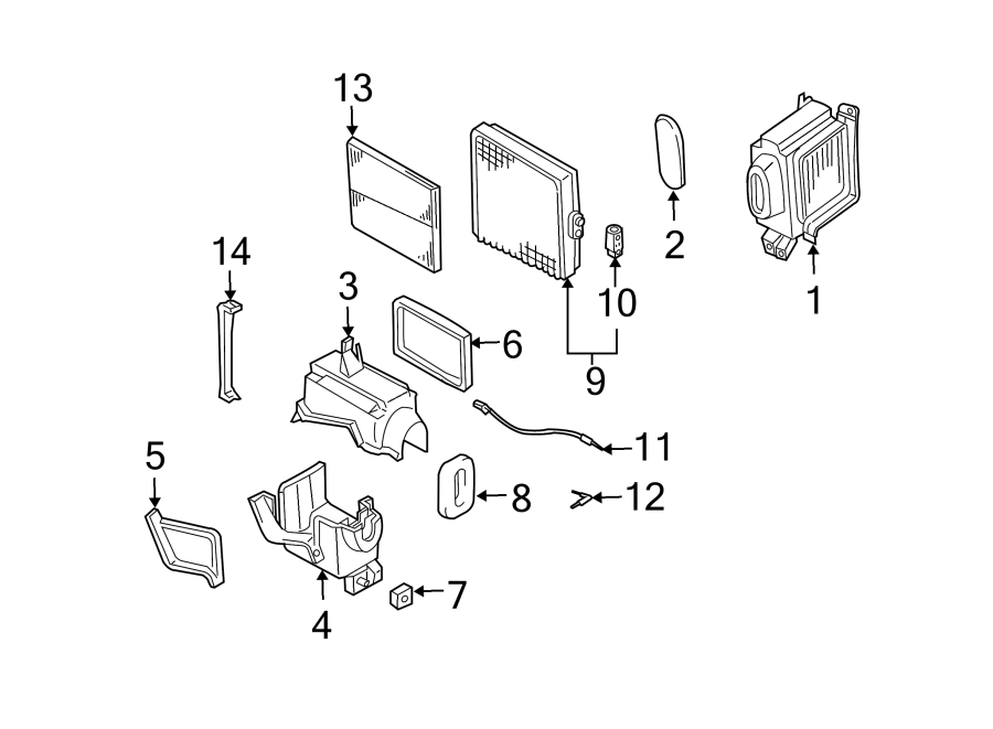 AIR CONDITIONER & HEATER. EVAPORATOR COMPONENTS.