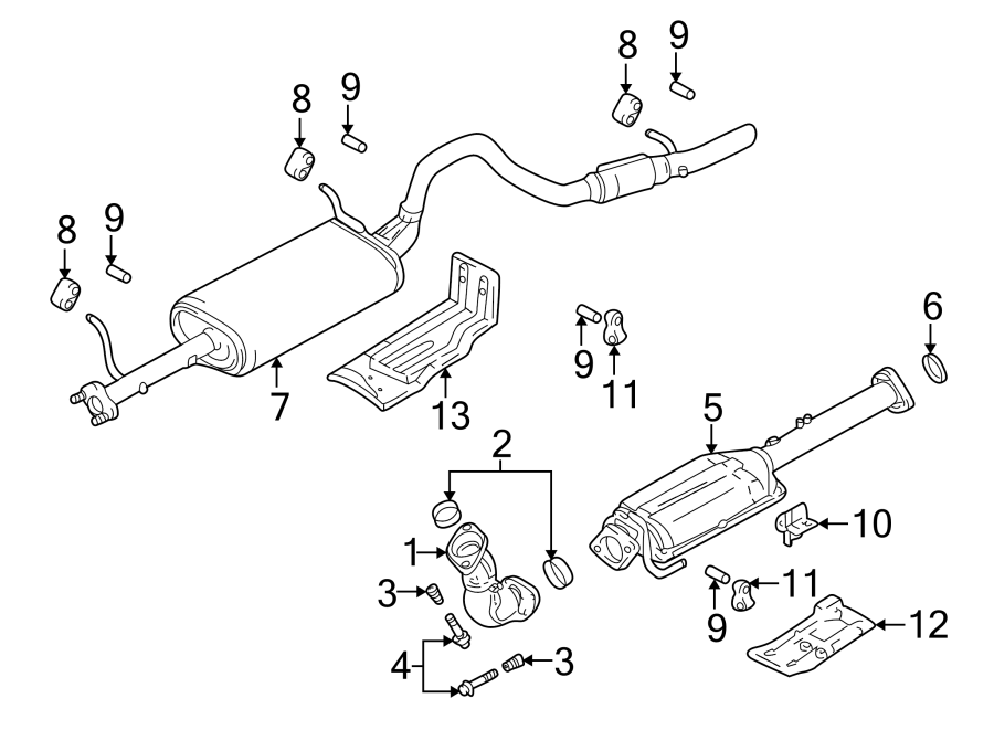 Diagram EXHAUST SYSTEM. EXHAUST COMPONENTS. for your 1992 Chevrolet K3500  Scottsdale Extended Cab Pickup Fleetside 6.5L V8 DIESEL A/T 