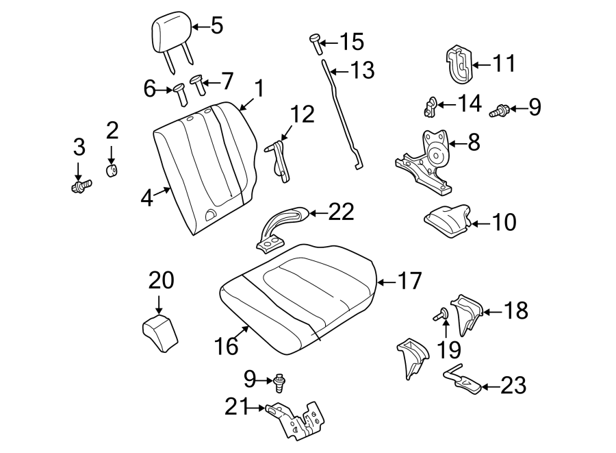 Diagram SEATS & TRACKS. REAR SEAT COMPONENTS. for your 2023 Cadillac XT4   