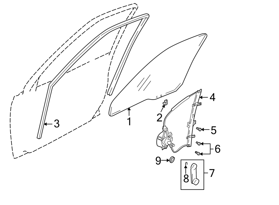 Diagram FRONT DOOR. GLASS & HARDWARE. for your 2013 Chevrolet Spark   