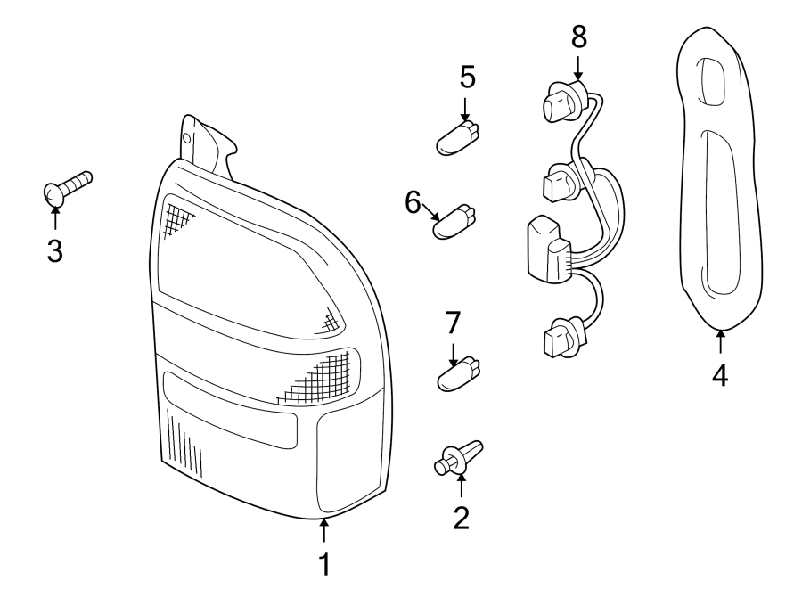 Diagram REAR LAMPS. COMBINATION LAMPS. for your 2008 Chevrolet Malibu LS Sedan 2.4L Ecotec A/T 