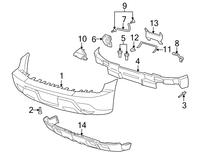 Diagram Front bumper. Bumper & components. for your 2007 GMC Sierra 1500 Classic SL Standard Cab Pickup  