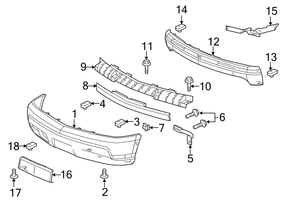 Diagram FRONT BUMPER. BUMPER & COMPONENTS. for your 2021 GMC Sierra 2500 HD 6.6L V8 A/T RWD SLE Standard Cab Pickup Fleetside 