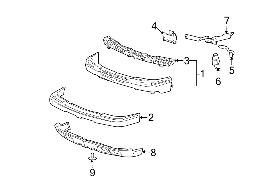 Diagram Front bumper. Bumper & components. for your 2006 GMC Sierra 3500  WT Standard Cab Pickup 