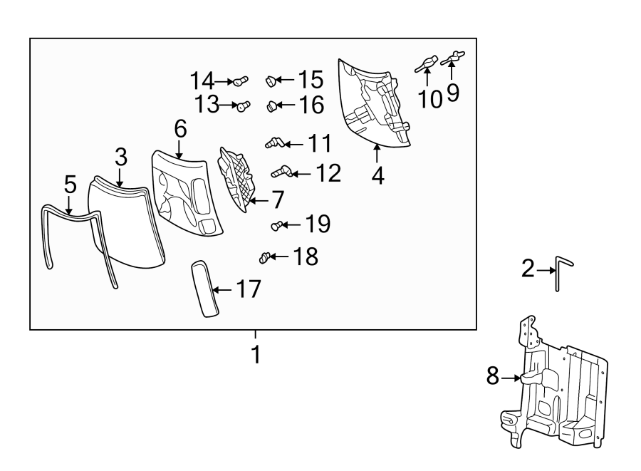 Diagram FRONT LAMPS. HEADLAMP COMPONENTS. SIDE MARKER LAMPS. for your 2005 Chevrolet Corvette   