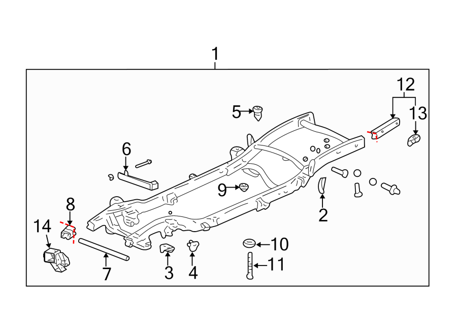 Diagram FRAME & COMPONENTS. for your 2005 GMC Sierra 2500 HD Base Crew Cab Pickup 6.0L Vortec V8 CNG M/T RWD 