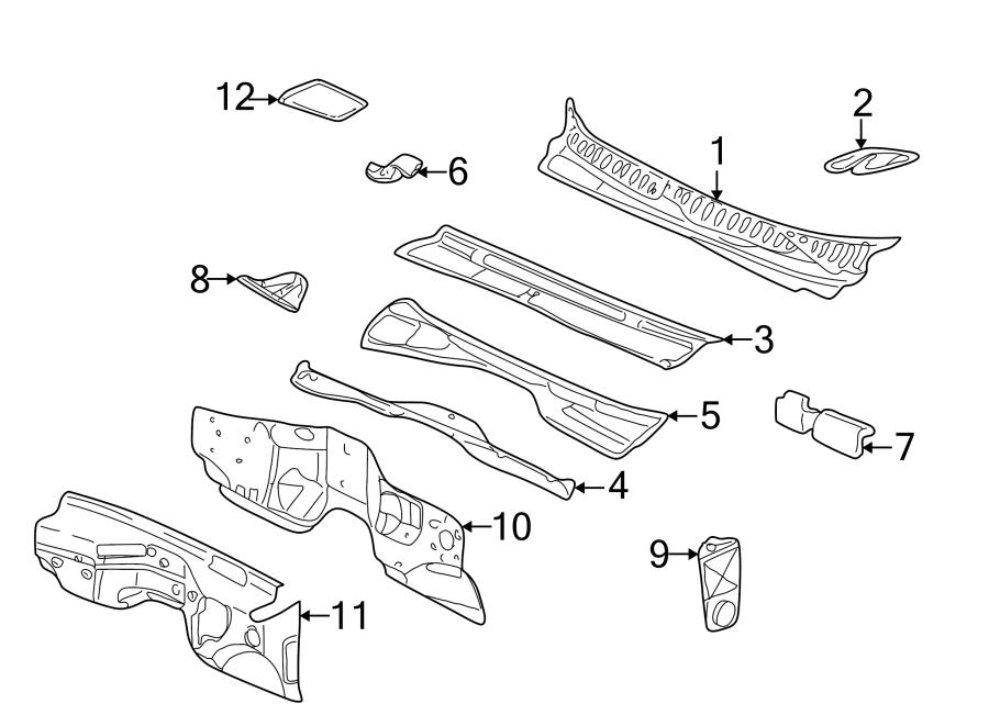 Diagram COWL. for your Cadillac