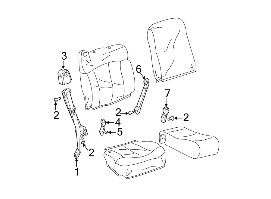 Diagram RESTRAINT SYSTEMS. FRONT SEAT BELTS. for your 2007 GMC Sierra 2500 HD  SLT Extended Cab Pickup Fleetside 