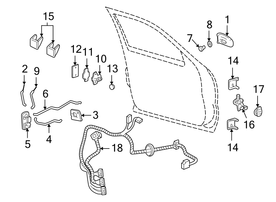 Diagram FRONT DOOR. LOCK & HARDWARE. for your 2005 Chevrolet Trailblazer EXT   