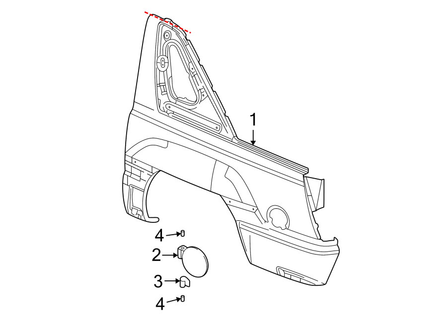 Diagram QUARTER PANEL & COMPONENTS. for your 2005 Chevrolet Tahoe    