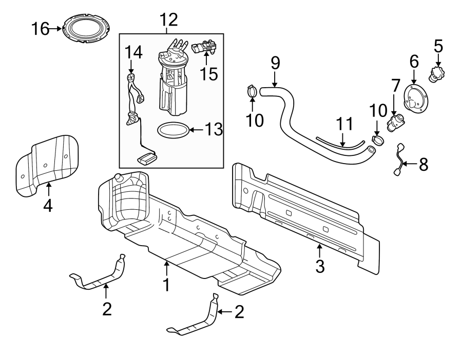 Diagram FUEL SYSTEM COMPONENTS. for your 2016 GMC Yukon   