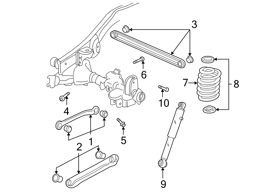 Diagram REAR SUSPENSION. SUSPENSION COMPONENTS. for your 2013 GMC Sierra 2500 HD 6.6L Duramax V8 DIESEL A/T 4WD SLE Crew Cab Pickup Fleetside 