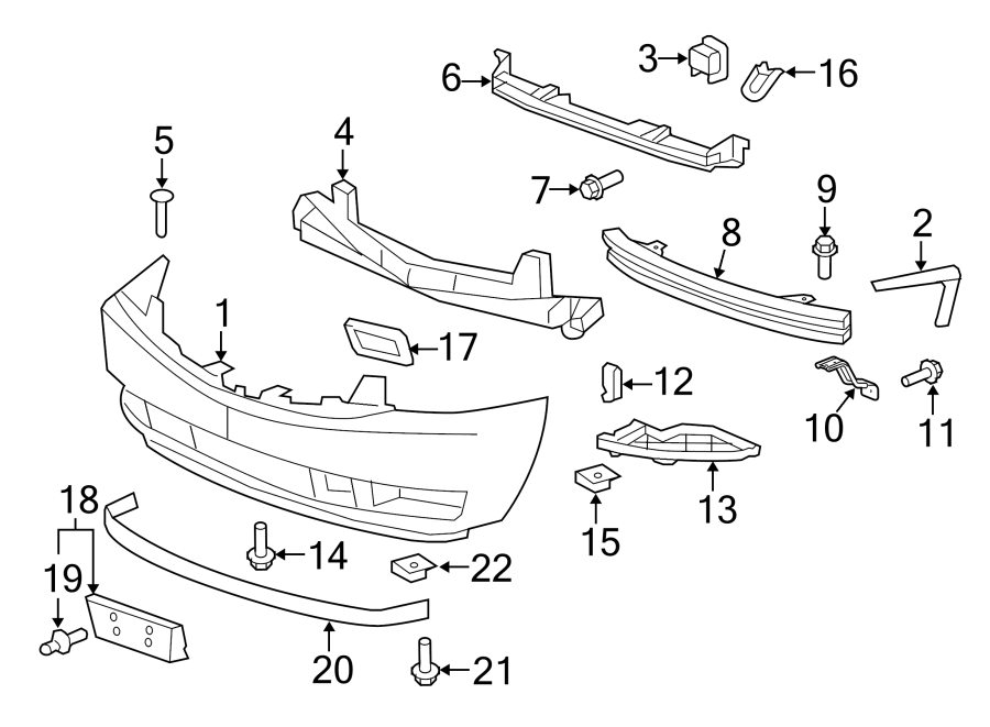 Front bumper. Bumper & components. Diagram