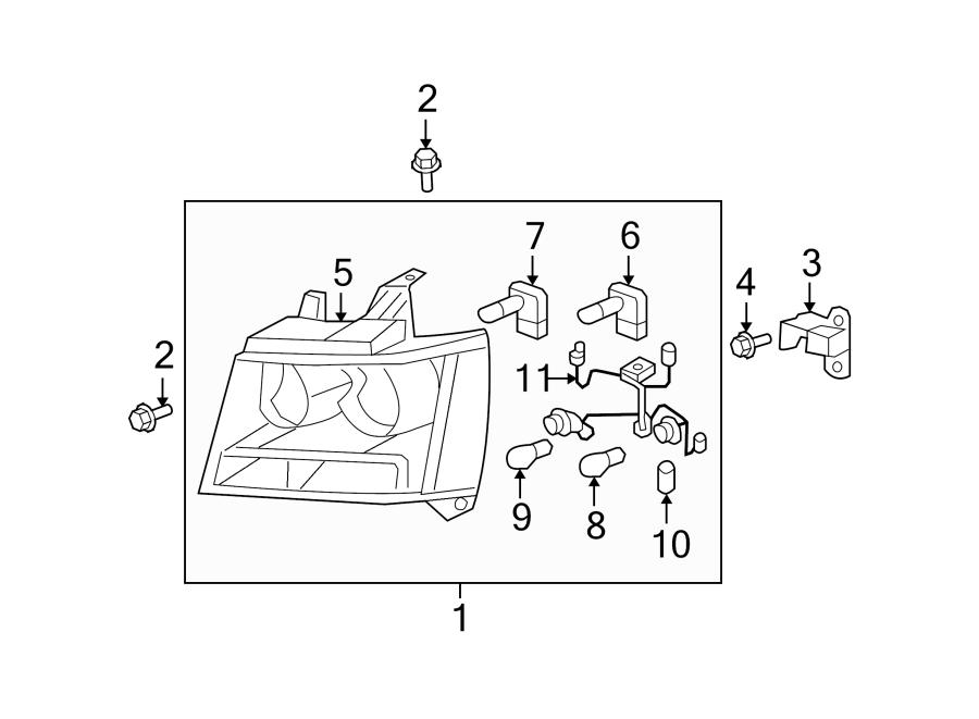 Diagram Front lamps. Headlamp components. for your 2020 Chevrolet Spark  ACTIV Hatchback 