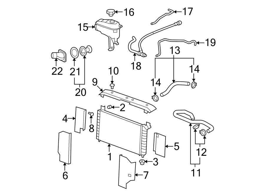 Diagram RADIATOR & COMPONENTS. for your 2013 Chevrolet Volt   