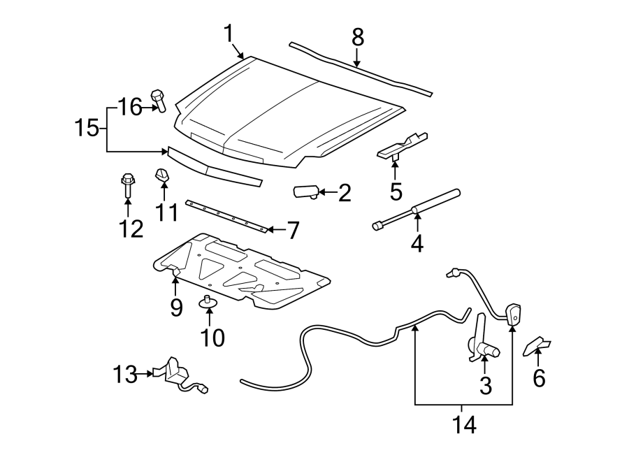 Diagram Exterior trim. Hood & components. for your 2007 GMC Sierra 1500 Classic SL Standard Cab Pickup 5.3L Vortec V8 FLEX M/T 4WD 