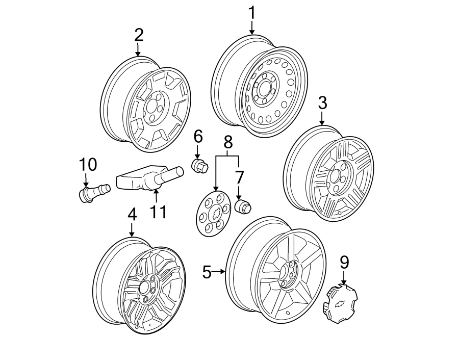 Diagram WHEELS. for your 2005 Chevrolet Silverado 1500 Z71 Off-Road Crew Cab Pickup 6.0L Vortec V8 A/T 4WD 