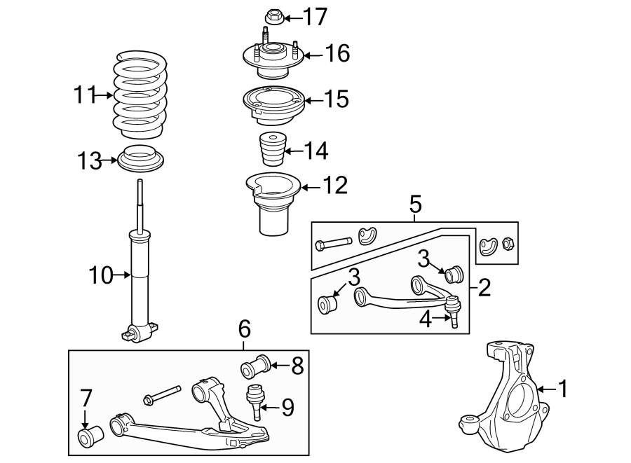 10Front suspension. Suspension components.https://images.simplepart.com/images/parts/motor/fullsize/GK07310.png