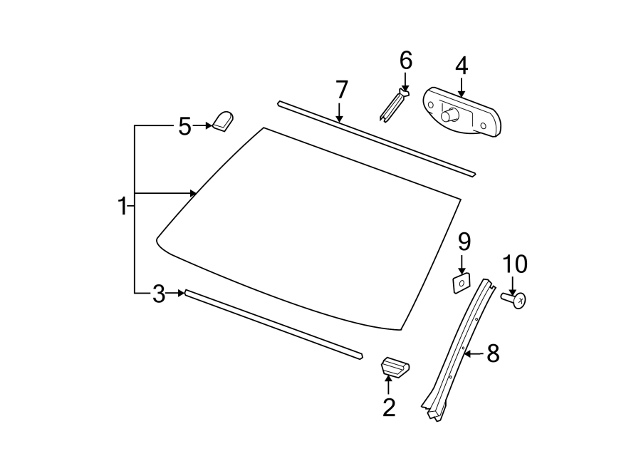 Diagram WINDSHIELD. GLASS. REVEAL MOLDINGS. for your 2004 Chevrolet Trailblazer EXT   