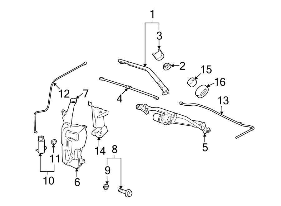 WINDSHIELD. WIPER & WASHER COMPONENTS. Diagram