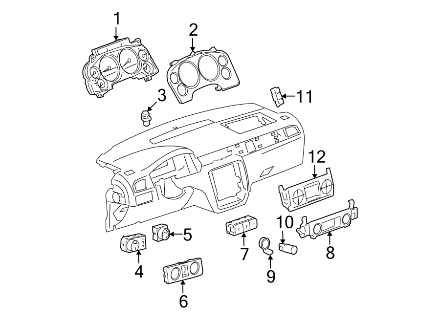 Diagram Instrument panel. Cluster & switches. for your 2017 Chevrolet Camaro LT Coupe 2.0L Ecotec A/T 