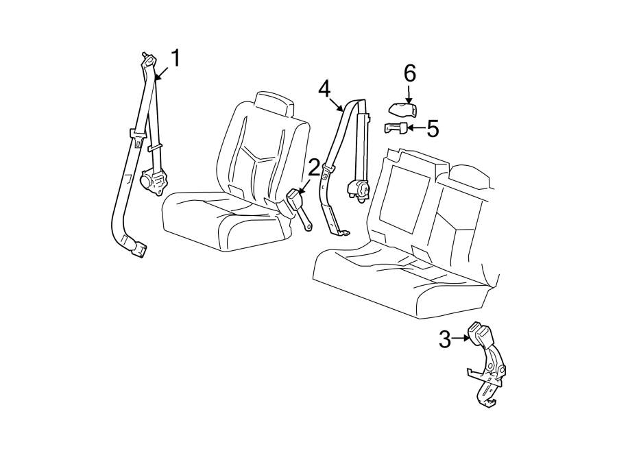 Diagram RESTRAINT SYSTEMS. REAR SEAT BELTS. for your Cadillac Escalade EXT  