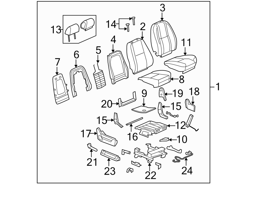 Diagram Seats & tracks. Front seat components. for your 1989 Buick Century   