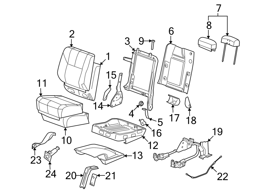 Diagram SEATS & TRACKS. REAR SEAT COMPONENTS. for your Cadillac ATS  