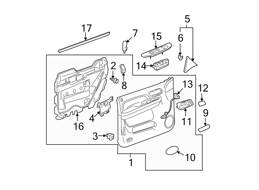 Diagram FRONT DOOR. INTERIOR TRIM. for your 2013 Chevrolet Spark   