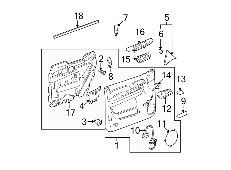 FRONT DOOR. INTERIOR TRIM. Diagram