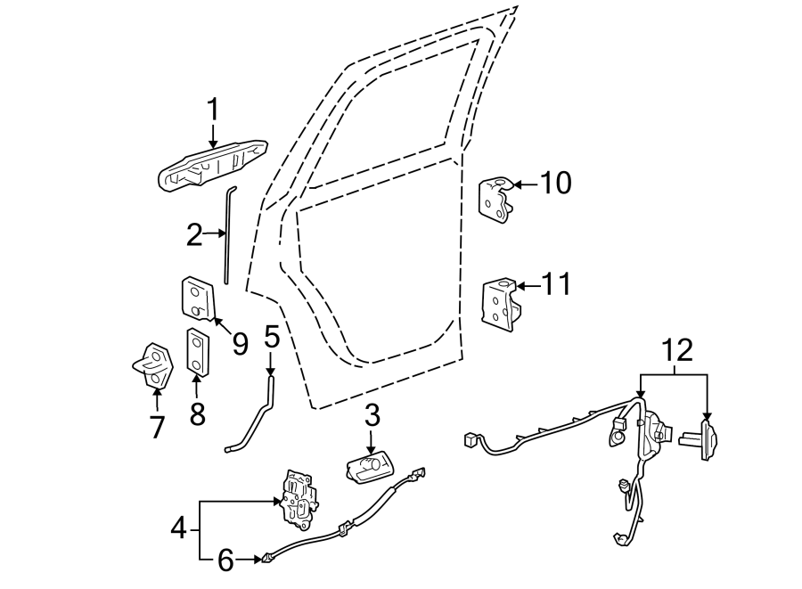 Diagram REAR DOOR. LOCK & HARDWARE. for your 2023 Cadillac XT4   