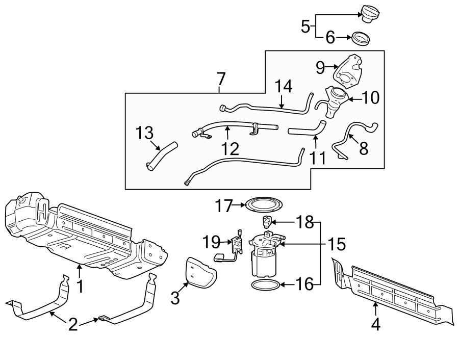 Diagram FUEL SYSTEM COMPONENTS. for your 2020 GMC Yukon   