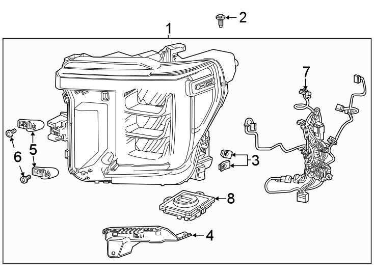 Diagram Front lamps. Headlamp components. for your 2005 Chevrolet Classic   