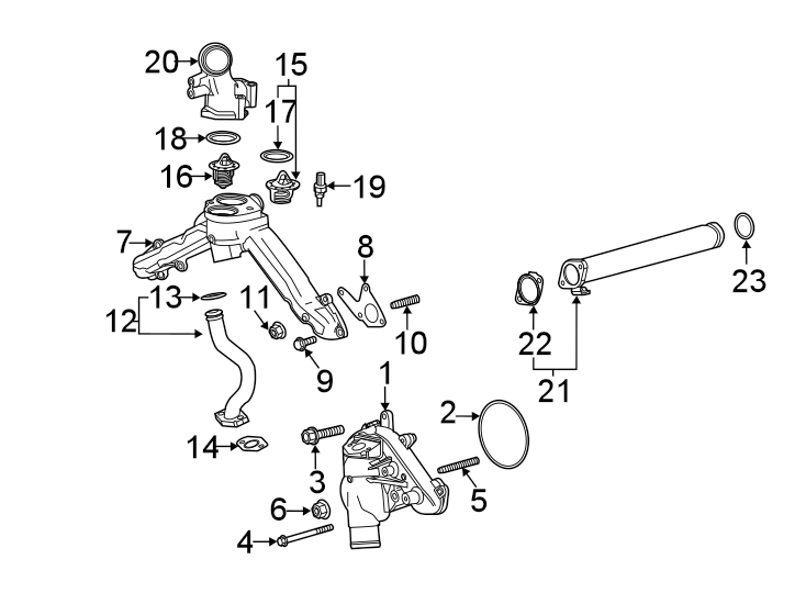 Diagram Water pump. for your 2019 GMC Sierra 2500 HD 6.0L Vortec V8 CNG A/T 4WD SLT Extended Cab Pickup Fleetside 