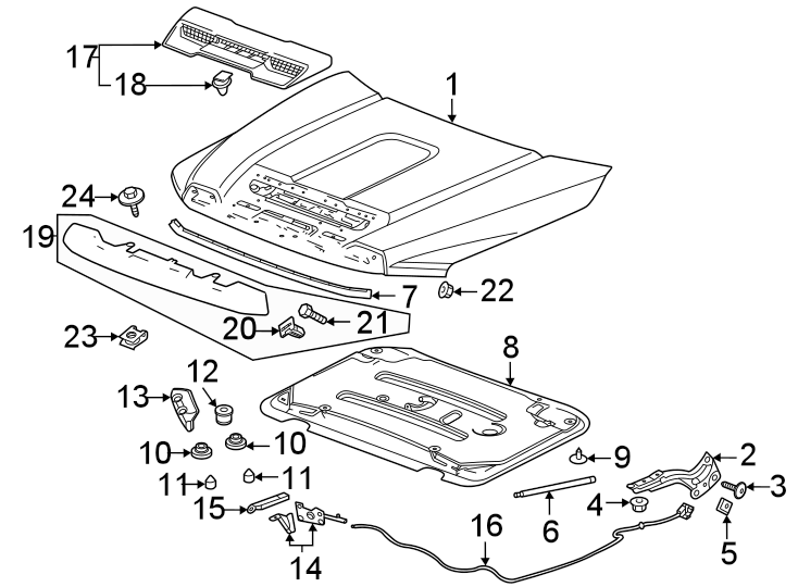 Diagram Hood & components. for your 2020 GMC Sierra 2500 HD   