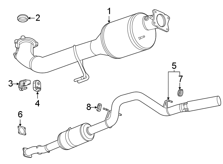 Diagram Exhaust system. Exhaust components. for your 2013 Chevrolet Silverado 1500 WT Standard Cab Pickup  