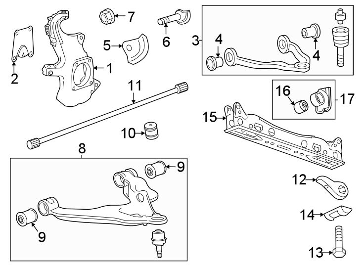 Diagram Front suspension. Suspension components. for your 2014 GMC Sierra 2500 HD 6.0L Vortec V8 FLEX A/T RWD SLT Crew Cab Pickup 