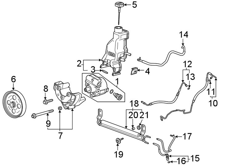 Diagram Steering gear & linkage. Pump & hoses. for your 1984 Chevrolet Celebrity Base Wagon 2.8L Chevrolet V6 M/T 