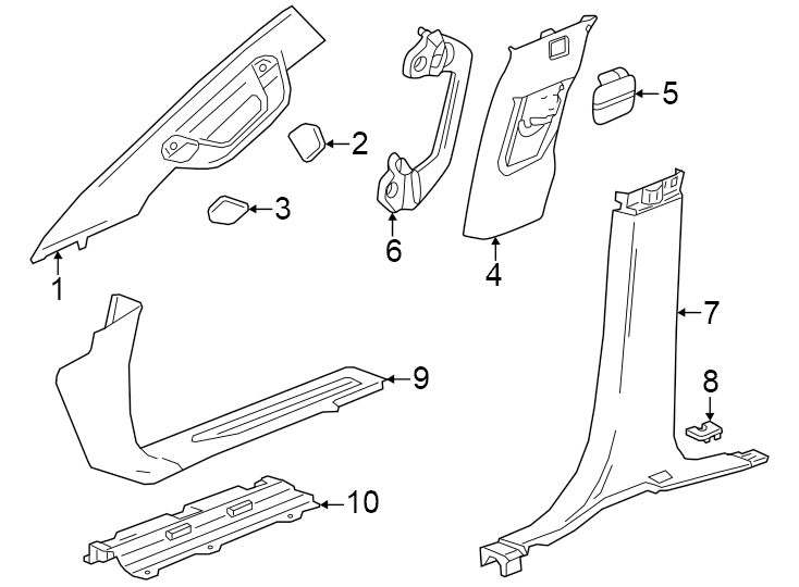 Diagram AT4. Atmosphere. Cloth. Crew cab. Denali Ultimate. Pillar & floor-front. Sle. Slt. Suede. W/O wrapped. W/WRAPPED. for your Cadillac