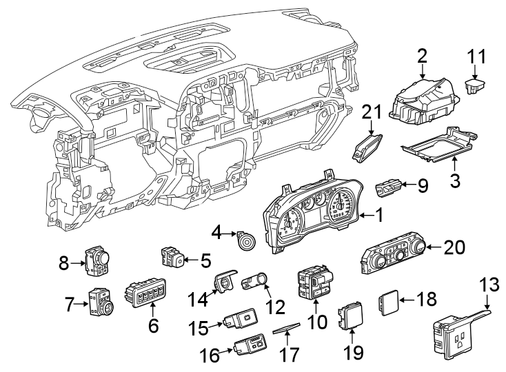 Diagram Instrument panel. Cluster & switches. for your 1998 Buick Century   