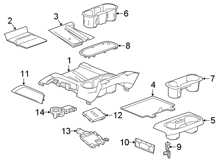 Diagram Center console. for your 2018 Chevrolet Spark   