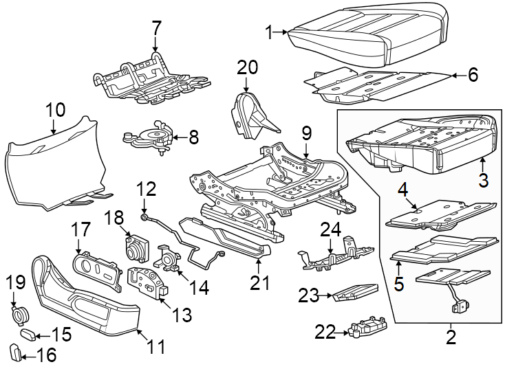 Seats & tracks. Passenger seat components.