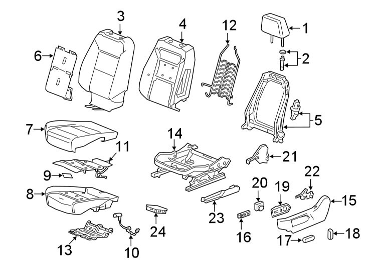 Diagram Seats & tracks. Driver seat components. for your 2004 Cadillac Escalade EXT   