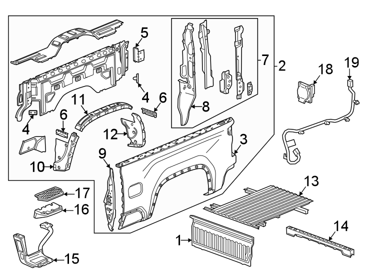 Pick up box components.