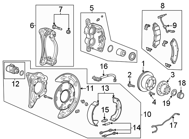 Rear suspension. Brake components.