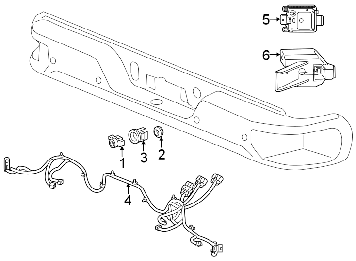 Rear bumper. Electrical components. Diagram