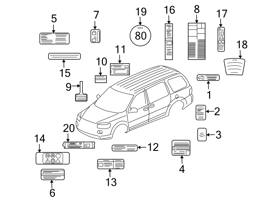 Diagram INFORMATION LABELS. for your 2018 Chevrolet Camaro LS Coupe 2.0L Ecotec M/T 