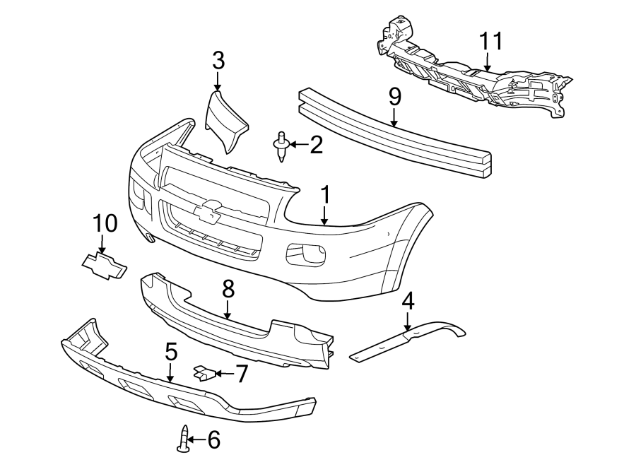 Diagram FRONT BUMPER. BUMPER & COMPONENTS. for your 2020 Chevrolet Spark 1.4L Ecotec M/T LT Hatchback 