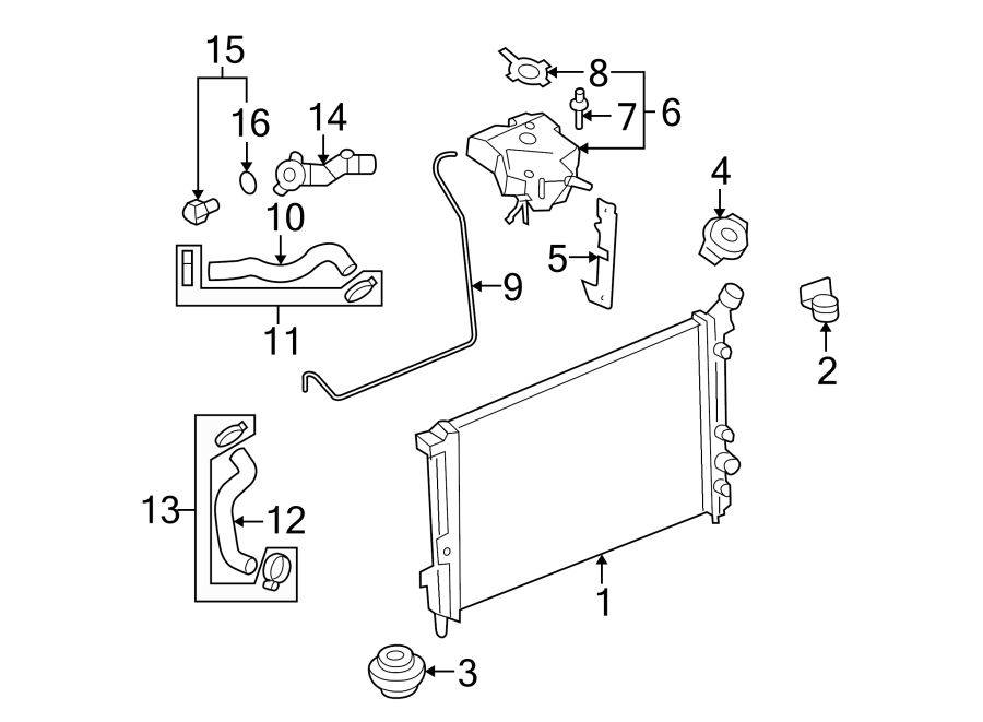 Diagram RADIATOR & COMPONENTS. for your 2013 Chevrolet Equinox   